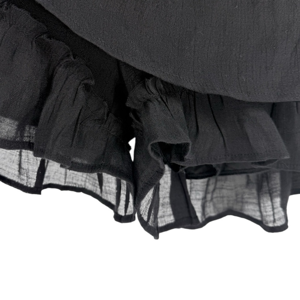 Black Ruffle Wrap Skort Women’s L – Layered Flowy Asymmetrical Mini Skirt Shorts - Picture 4 of 6